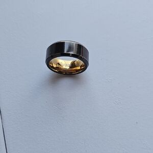 Elegant Black and Gold Tungsten Ring